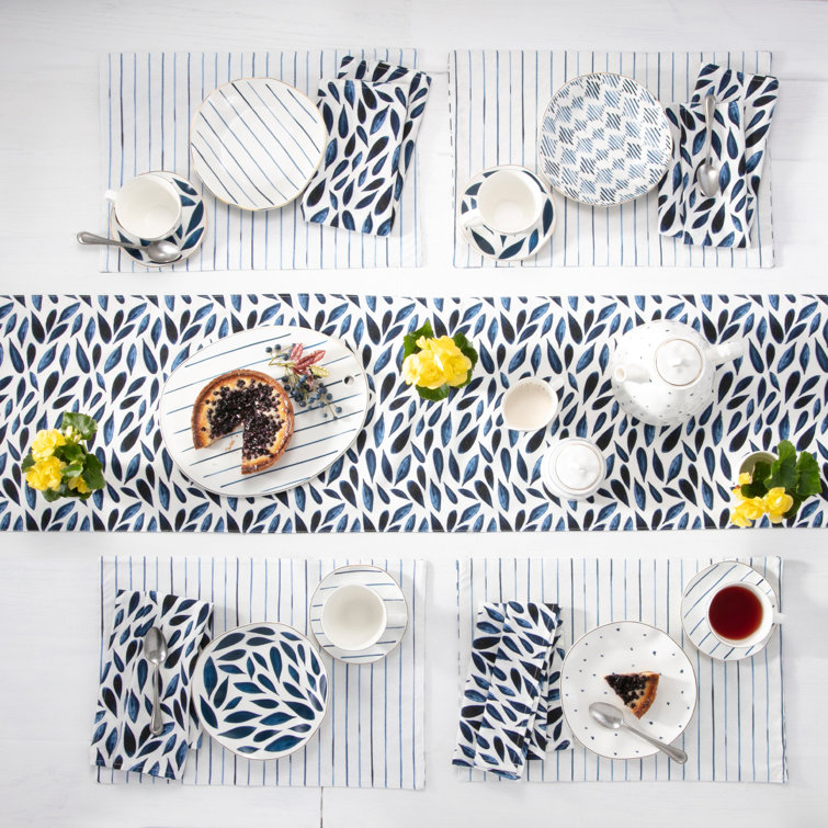 Lenox Blue and White Reversible Polyester Table Runner