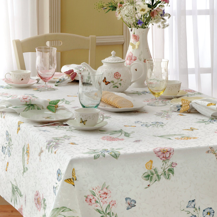 Floral Butterfly Meadow Rectangular Cotton Polyester Table Cloth