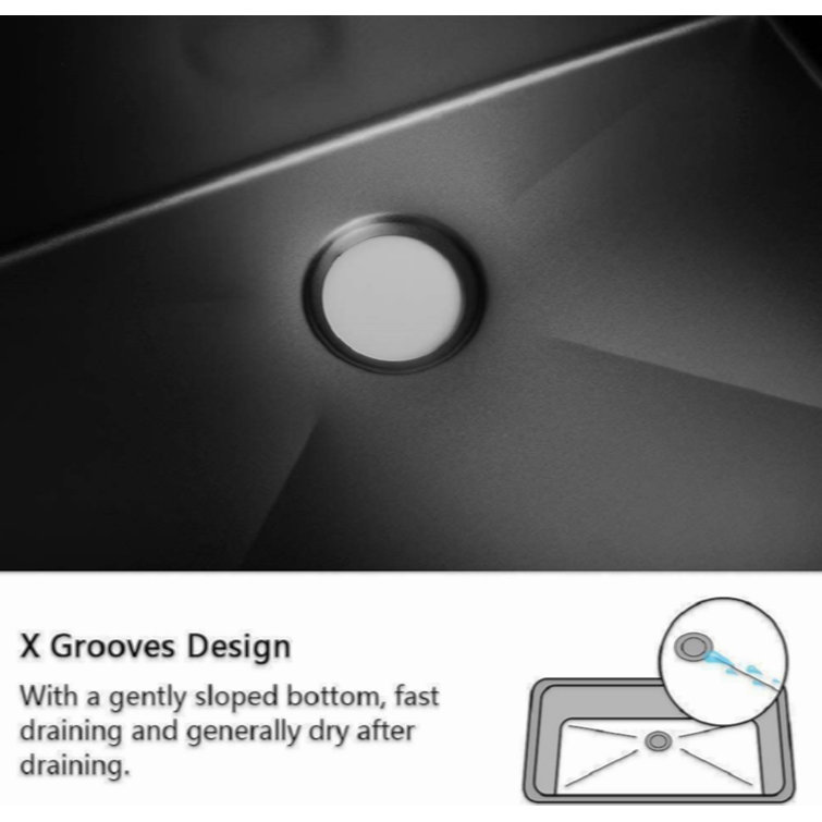 Black Stainless Steel Single Bowl Undermount Kitchen Sink with Grid and Strainer