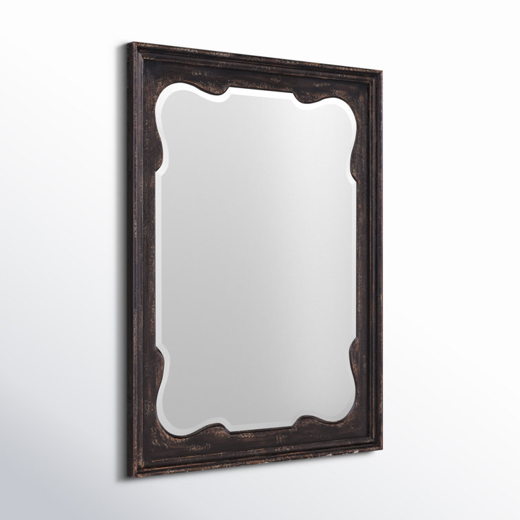 Rustic Black Wood Rectangular Wall Mirror