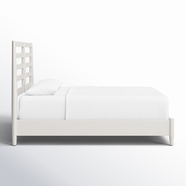 Williams King White Wood Low Profile Bed Frame with Slatted Headboard