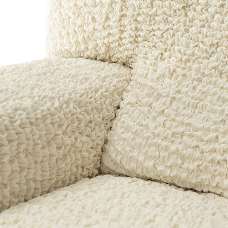 Cream Stretchy Recliner Chair Cover with Elastic Closure