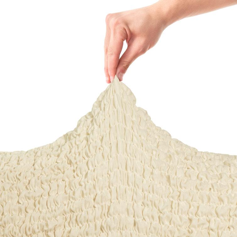 Cream Stretchy Recliner Chair Cover with Elastic Closure