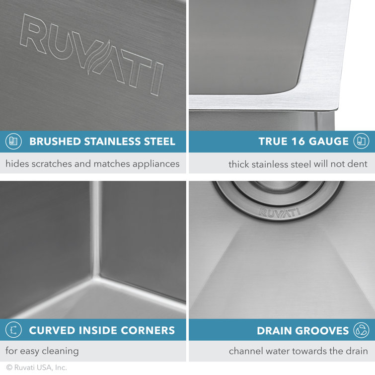 Ruvati 23" x 18" x 12" Deep Stainless Steel Undermount Utility Sink