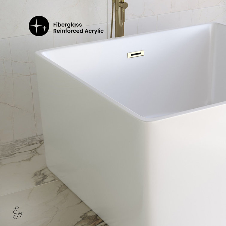Voltaire 47" White Acrylic Square Freestanding Bathtub