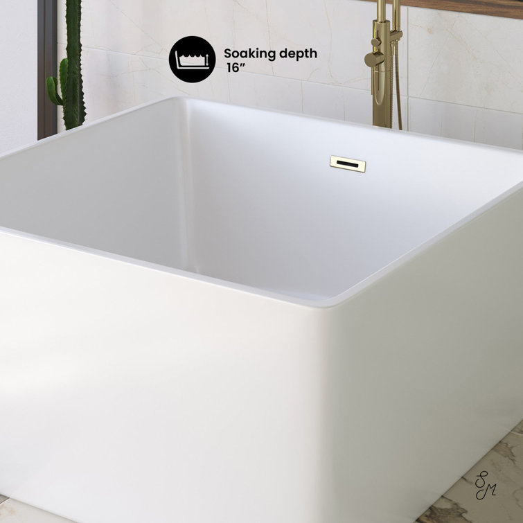 Voltaire 47" White Acrylic Square Freestanding Bathtub