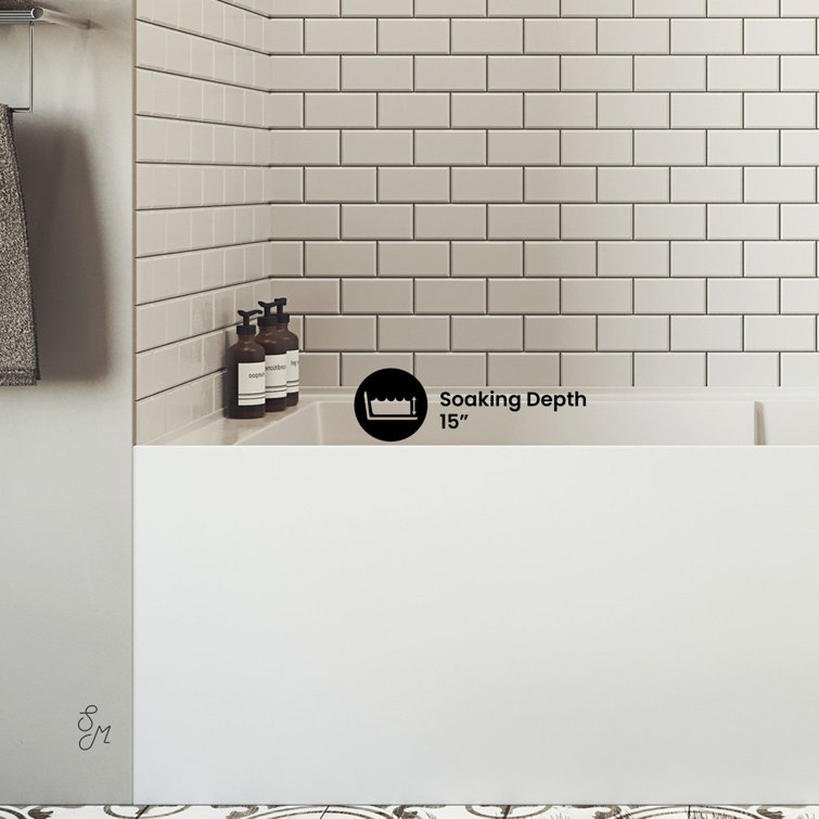Voltaire 72" White Acrylic Alcove Bathtub with Apron and Armrest