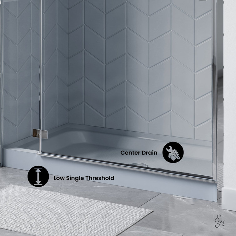 Voltaire Gray Acrylic Single-Threshold Shower Base, 60" x 30"