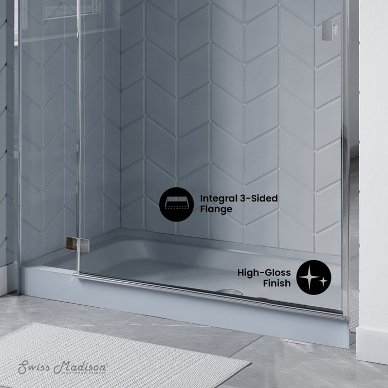 Voltaire Gray Acrylic Single-Threshold Shower Base, 60" x 30"