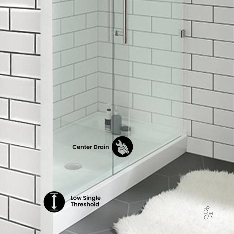Voltaire 60" x 30" Glossy White Acrylic Shower Base