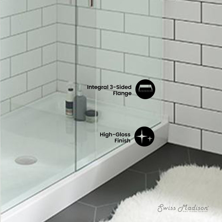 Voltaire 60" x 30" Glossy White Acrylic Shower Base