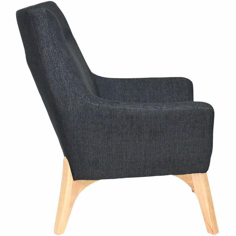 Quintessence Black Wood Upholstered Reception Chair