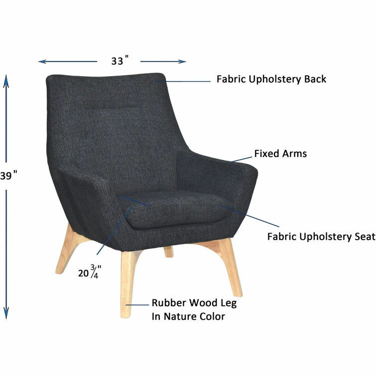 Quintessence Black Wood Upholstered Reception Chair