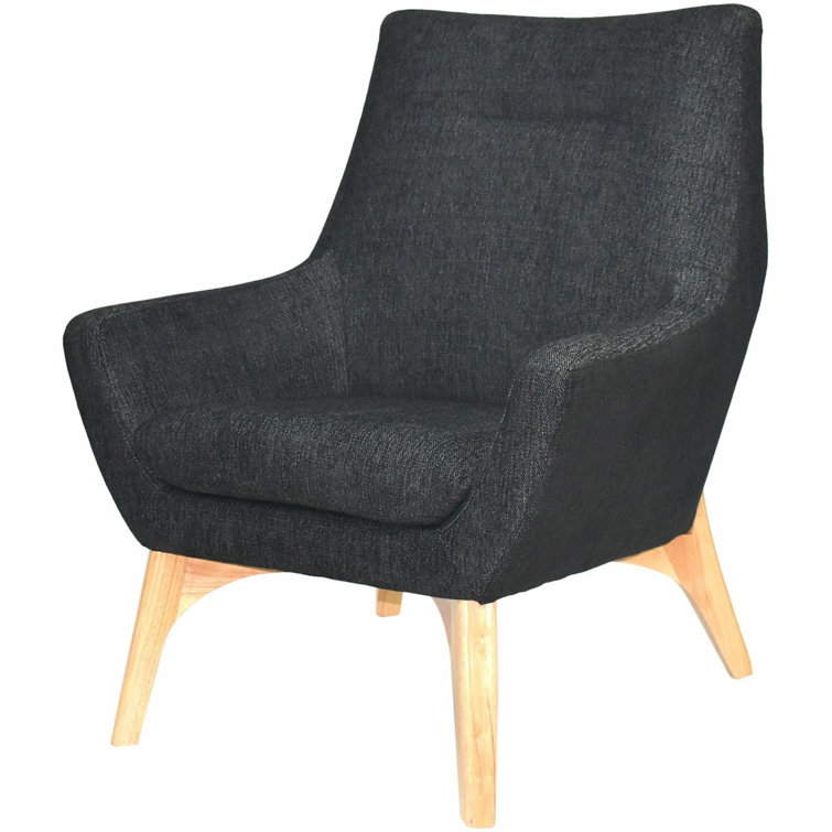 Quintessence Black Wood Upholstered Reception Chair