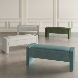 Forest Green Upholstered Storage Bench with Sled Legs