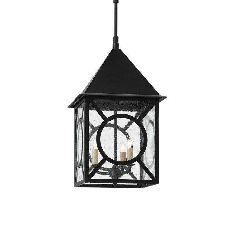 Midnight Seeded Glass 3-Light Outdoor Lantern