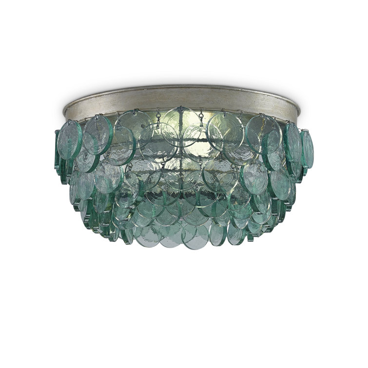 Silver Leaf Recycled Glass 2-Light Flush Mount