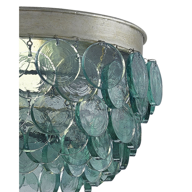 Silver Leaf Recycled Glass 2-Light Flush Mount