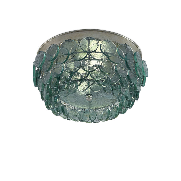 Silver Leaf Recycled Glass 2-Light Flush Mount