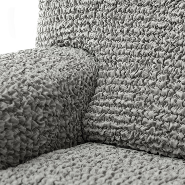 Platinum Gray Stretch Loveseat Sofa Slipcover with Tuck Strips