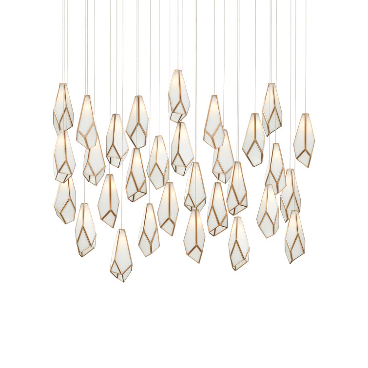Glace 30-Light White and Brass Art Glass Pendant