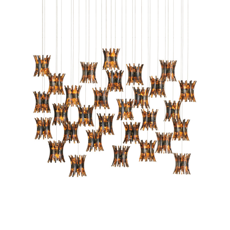 Alsop Elegance 30-Light Multi-Drop Pendant in Brown, Black, and Silver