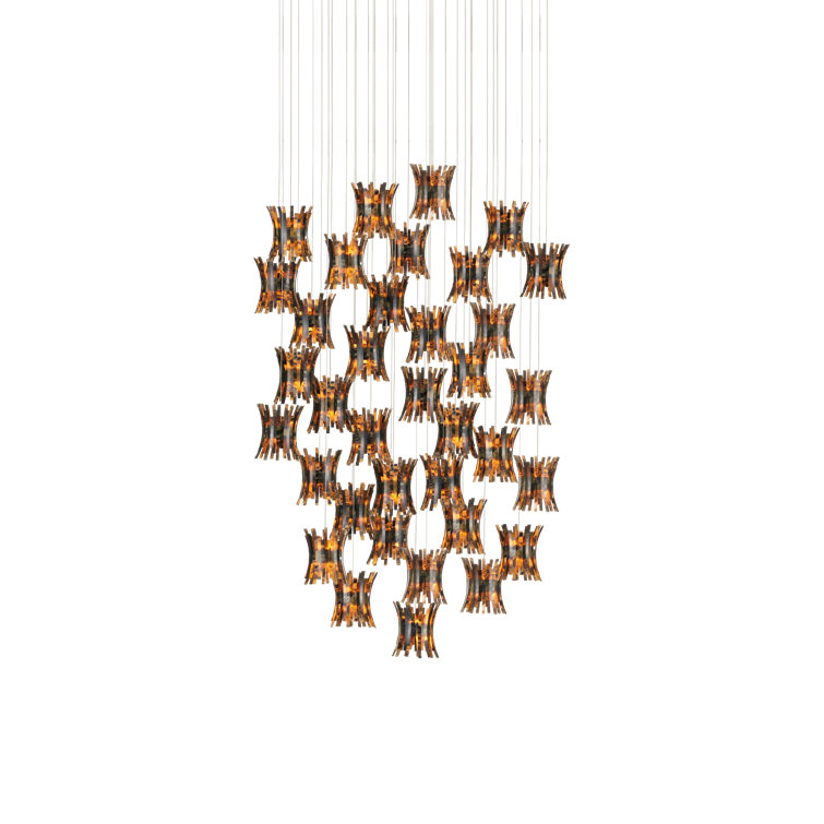 Alsop 36-Light Brown and Silver Multi-Drop Pendant
