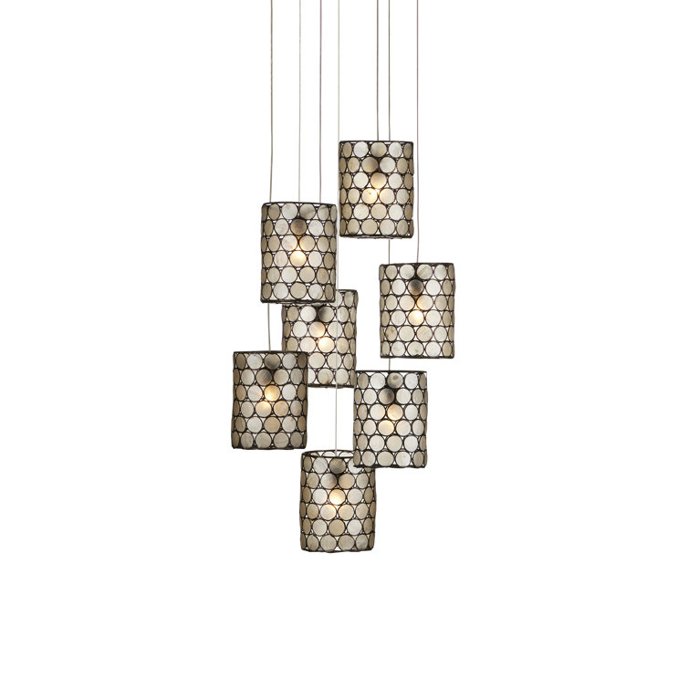 Cupertino Silver Drum Pendant with Capiz Shell Accents