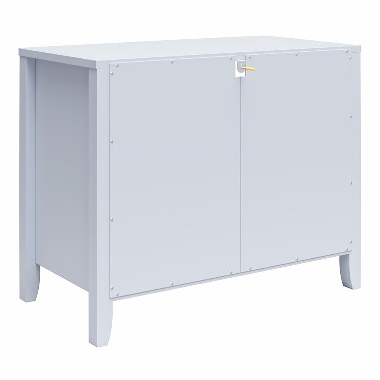 Powder Blue 2-Drawer Nightstand with Real Wood Legs