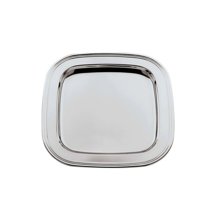 Nickel-Plated Non-Tarnish Square Metal Serving Tray, 11.5 Inch
