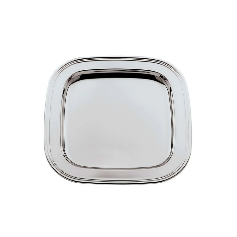 Nickel-Plated Non-Tarnish Square Metal Serving Tray, 11.5 Inch