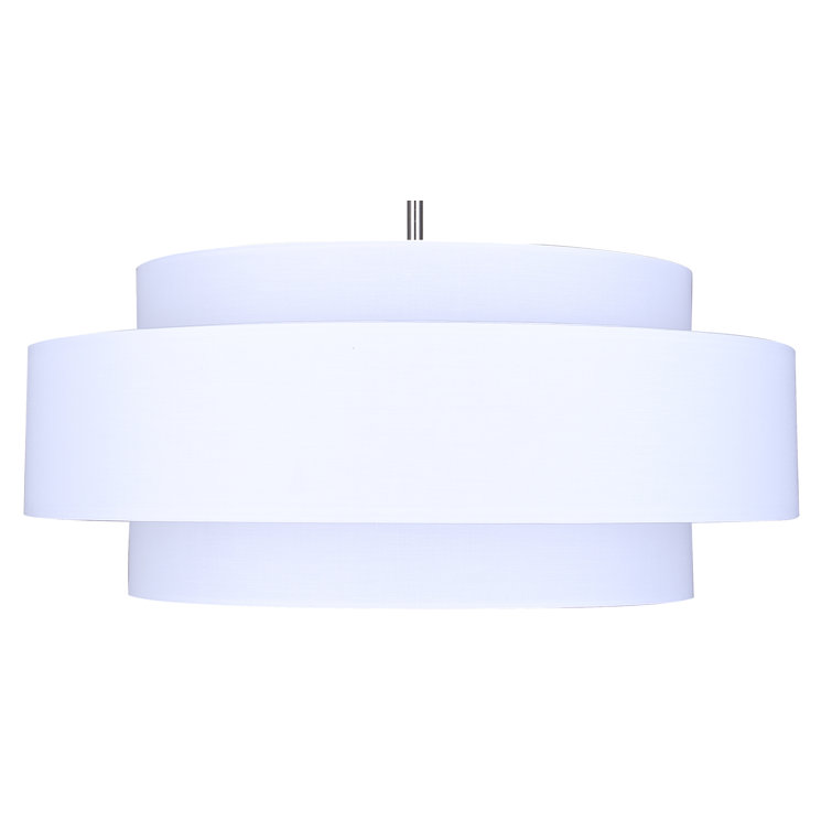 Eline 22'' White Fabric Drum Chandelier with Brushed Nickel Finish