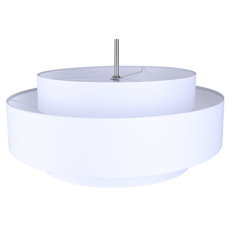 Eline 22'' White Fabric Drum Chandelier with Brushed Nickel Finish