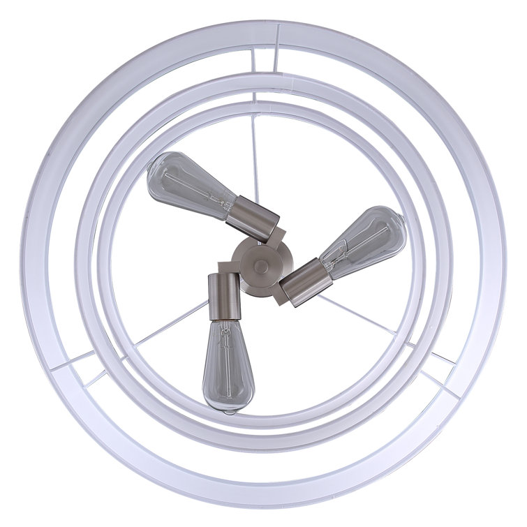 Eline 22'' White Fabric Drum Chandelier with Brushed Nickel Finish