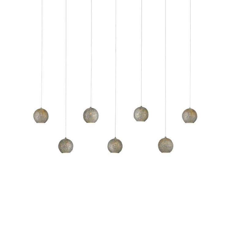 Elegant Nickel and Silver Glass Bead Island Pendant Light with Adjustable Height