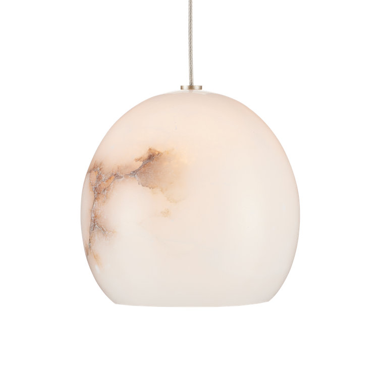 Elegant Lazio Silver 7-Light LED Island Pendant with Alabaster Shades
