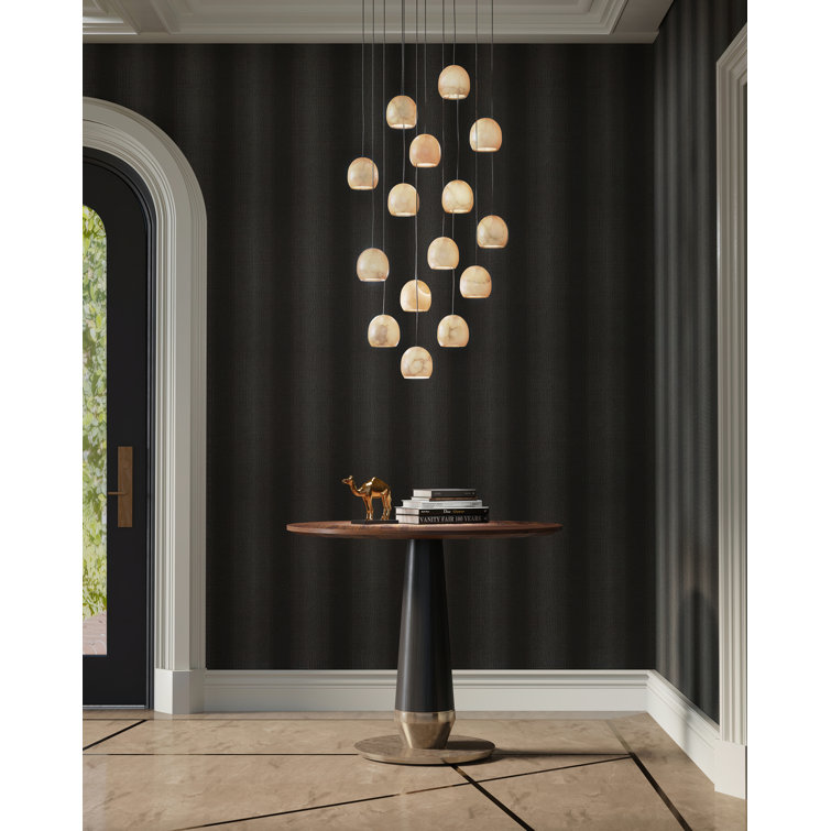 Elegant Lazio Silver 7-Light LED Island Pendant with Alabaster Shades