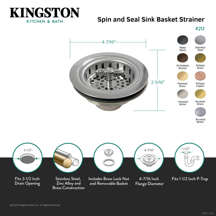 Tacoma Stainless Steel Kitchen Sink Basket Strainer