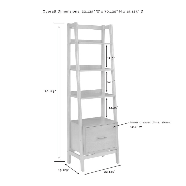Mid-Century Modern Acorn Brown Wood Ladder Bookcase