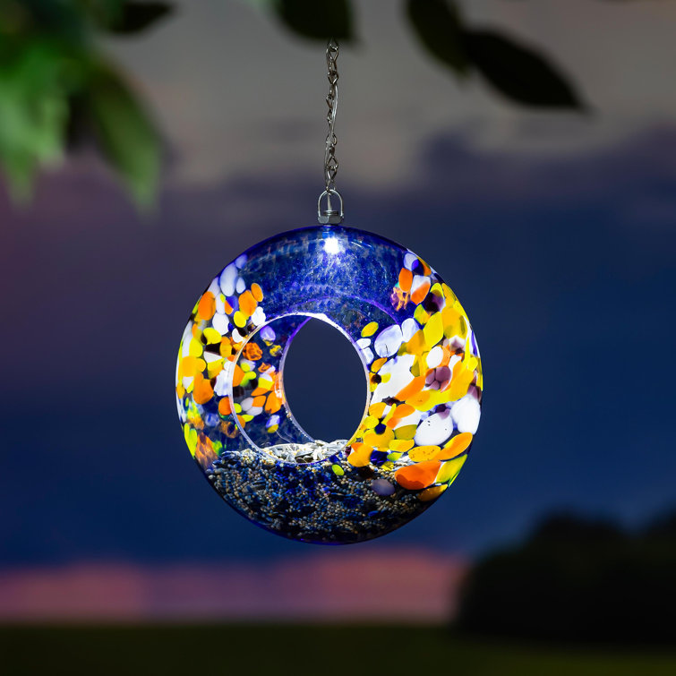 8" Sky Swirl Hanging Art Glass Bird Feeder