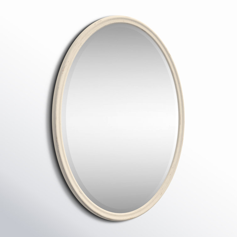 Cream Oval Rustic Wood Wall Mirror