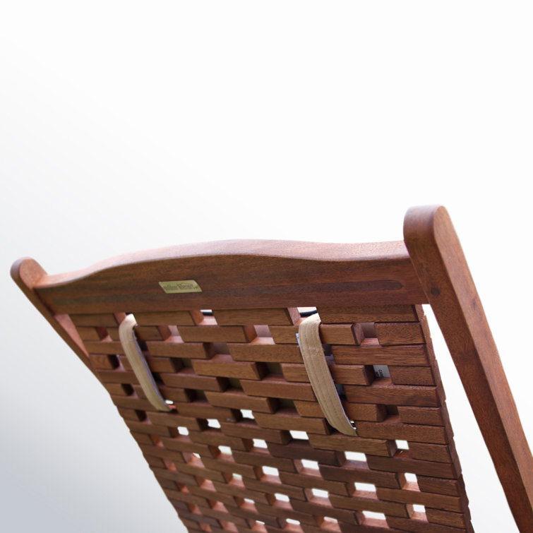Classic Eucalyptus Wood Brown Outdoor Swing Lounger with Pillow
