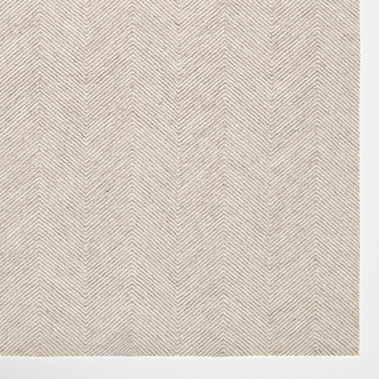 Handmade Taupe Wool Herringbone Rectangular Rug