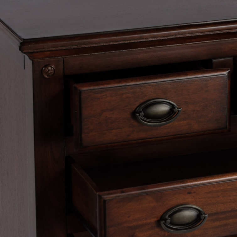 Dark Cherry Mahogany 4-Drawer Accent Chest with Bronze Hardware