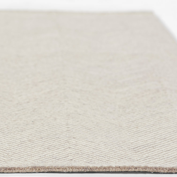 Taupe Herringbone Wool and Chenille 9' x 12' Handmade Rug