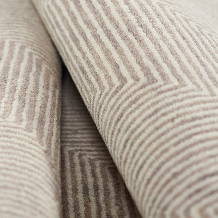 Taupe Herringbone Wool and Chenille 9' x 12' Handmade Rug