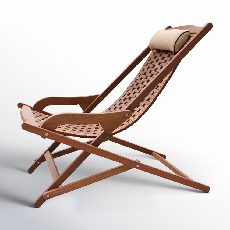 Classic Eucalyptus Wood Brown Outdoor Swing Lounger with Pillow