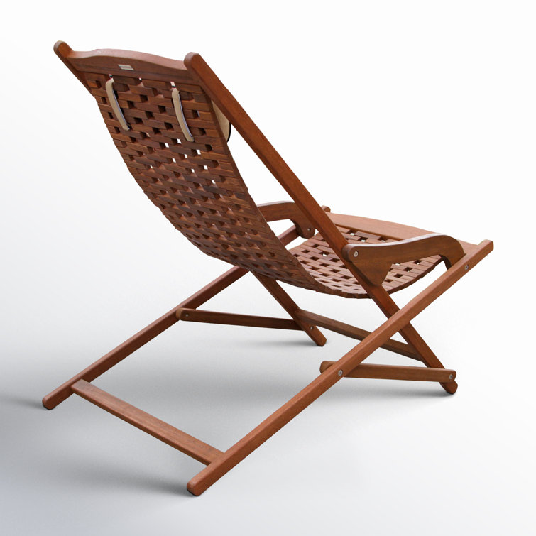 Classic Eucalyptus Wood Brown Outdoor Swing Lounger with Pillow