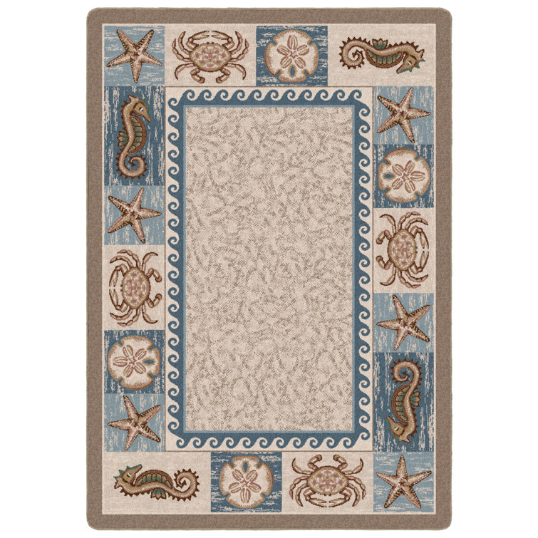 Sandstone Nautical Beach Rectangular Synthetic Area Rug