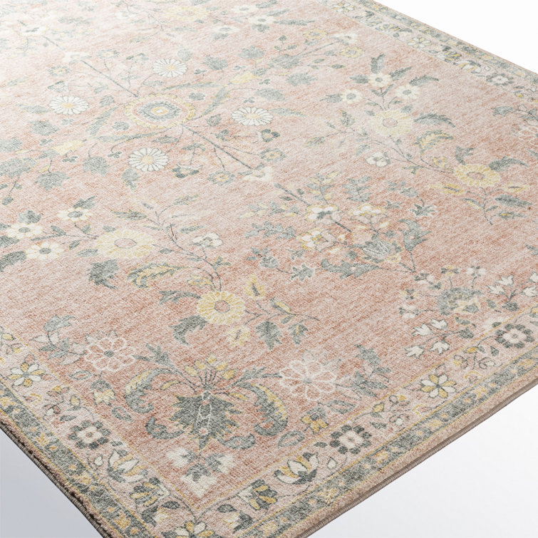 Berger Peach and Gray Oriental Synthetic Rug